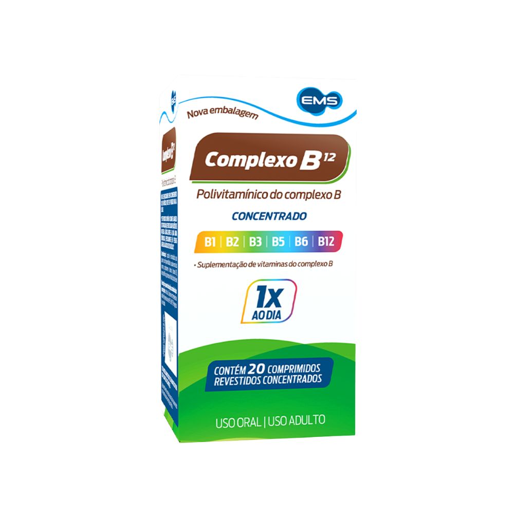Complexo B 12 15mcg + 25mg + 3,3mg + 32,65mg + 50mg + 10mg 20 Comprimidos Revestidos